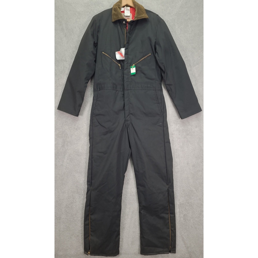 Vintage Walls Mens Blizzard Pruf Insulated Coveralls Medium Tall Gray Workwear
